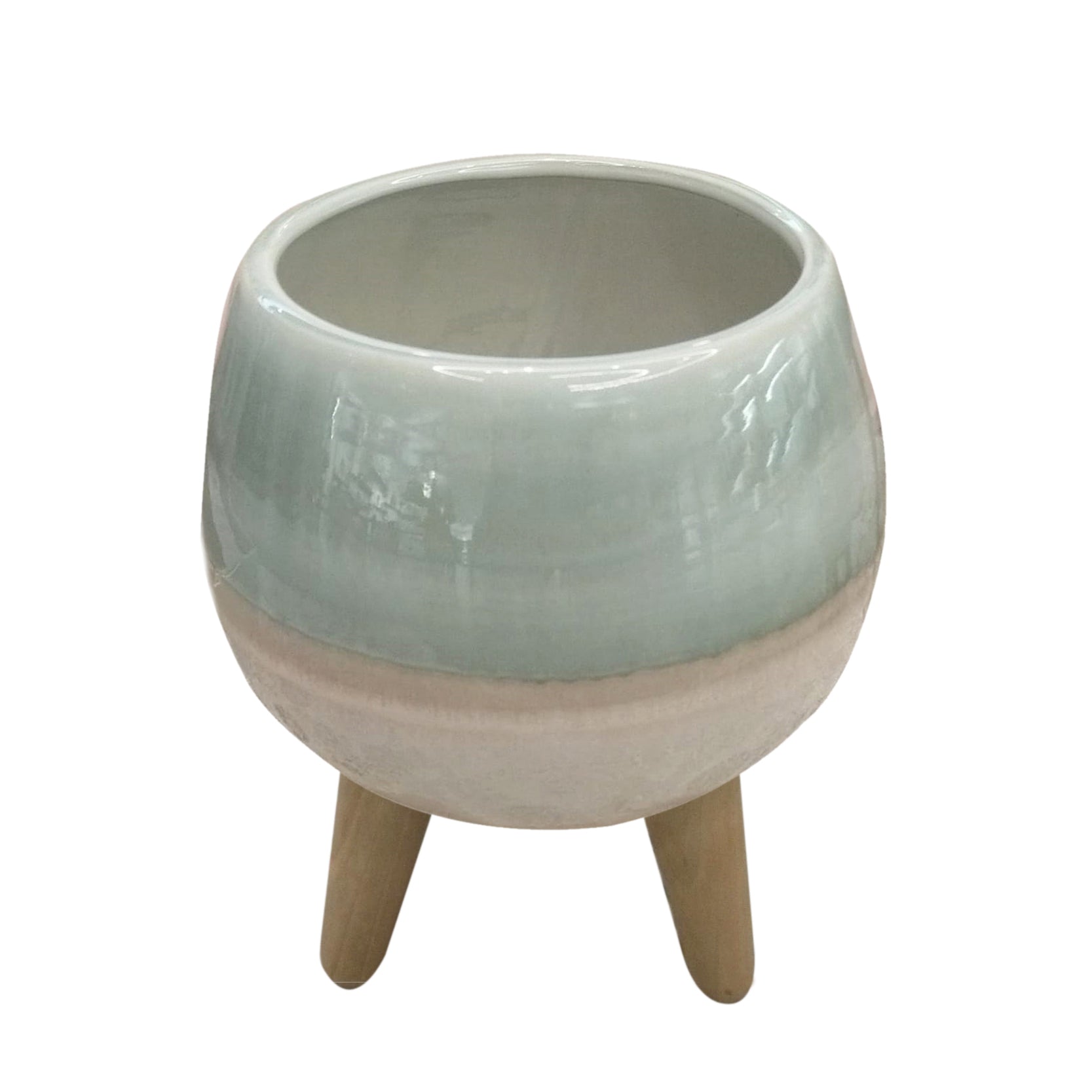 MELANGE GREEN CERAMIC POT HOME DECOR