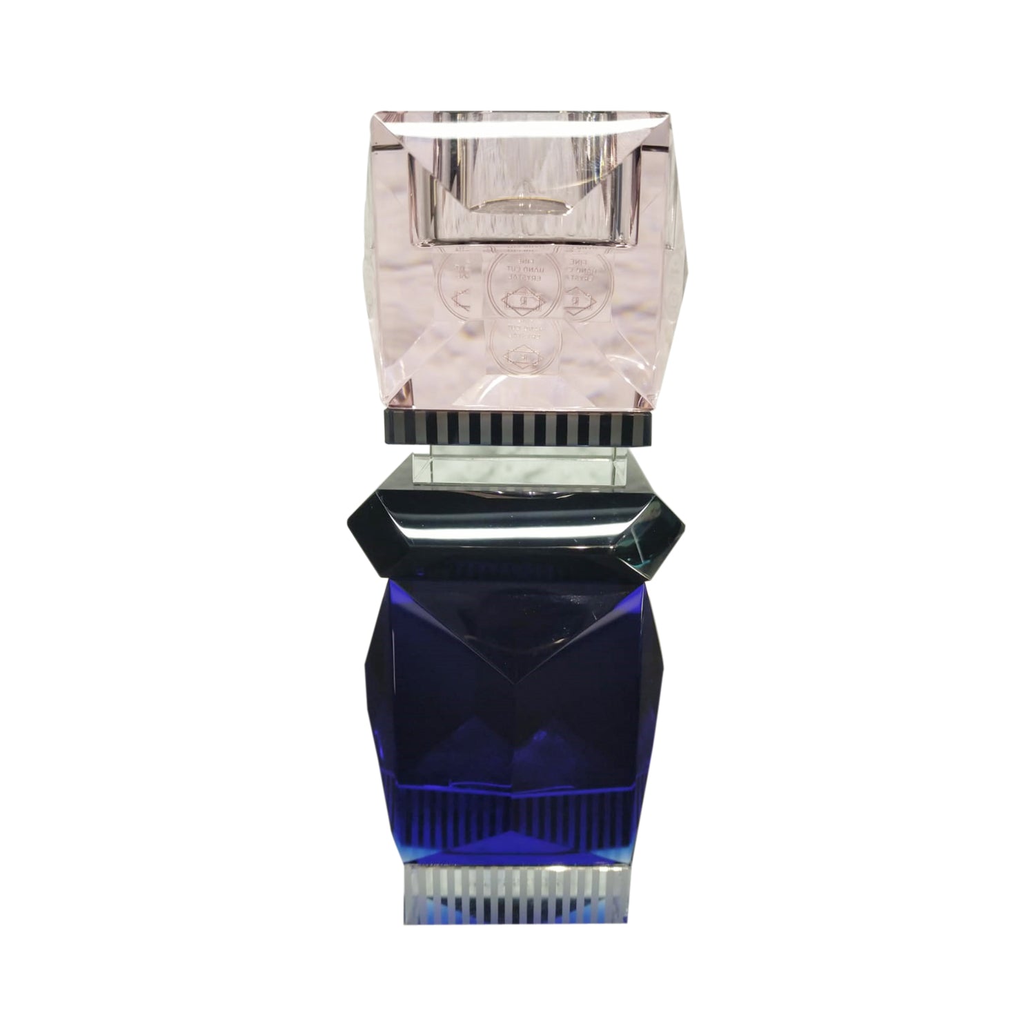 MIAMI GLASS ROSE BLACK COBALT CANDLE HOLDER HOME DECOR