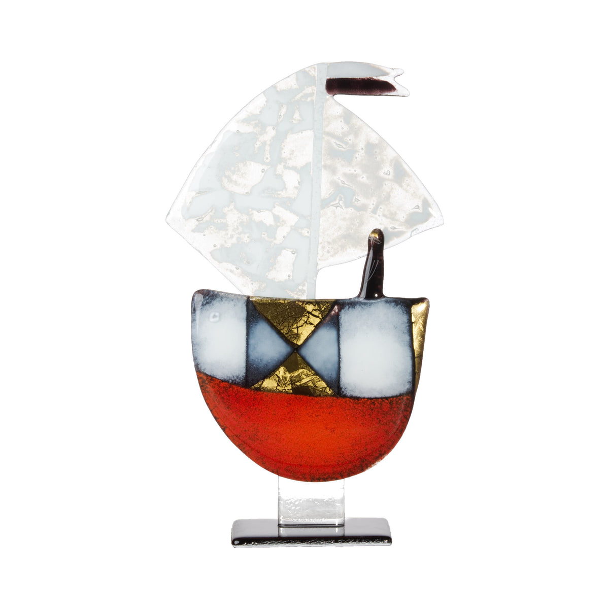 STANDING RED BIG BOAT ON WOOD HOME DECOR