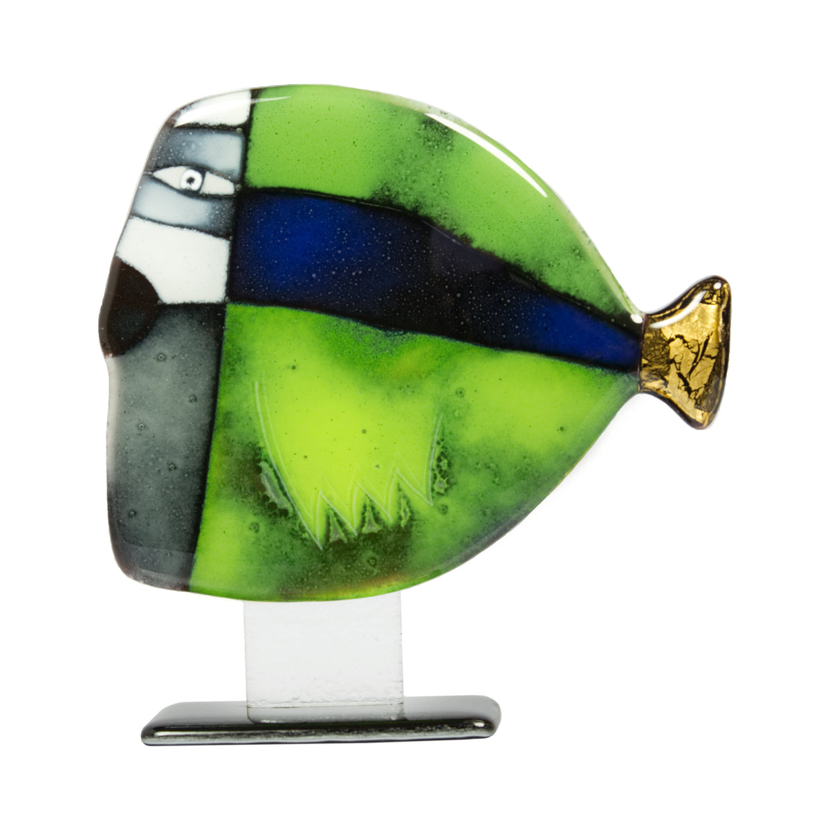 STANDING BIG FISH LIME GOLD HOME DECOR