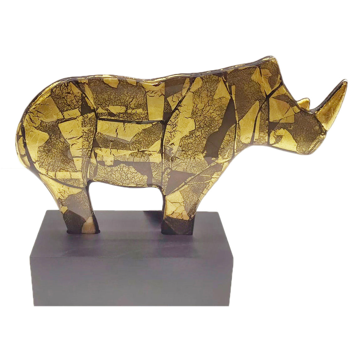 GOLDEN RHINO ART STANDING STATUE HOME DECOR