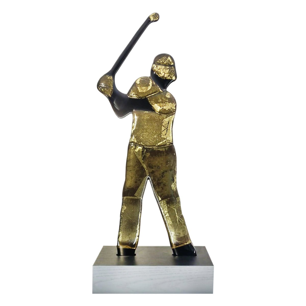 GOLF PLAYER WOODEN BASE ART STATUE HOME DECOR