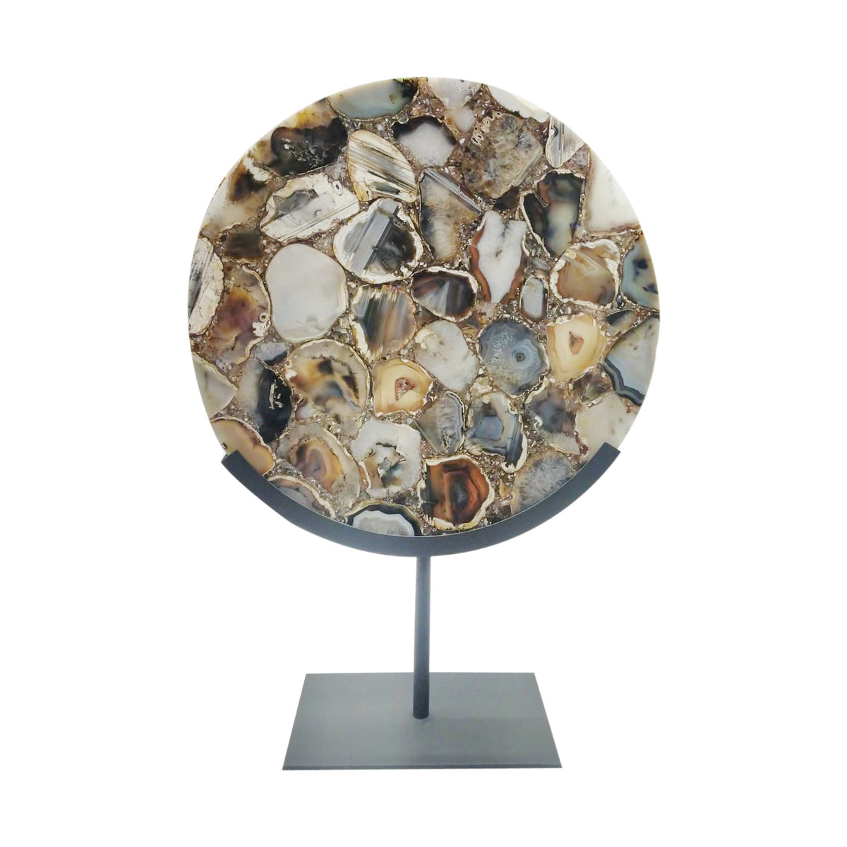 ORNAMENT ON BASE GOUYA AGATE BROWN MATT BLACK HOME DECOR
