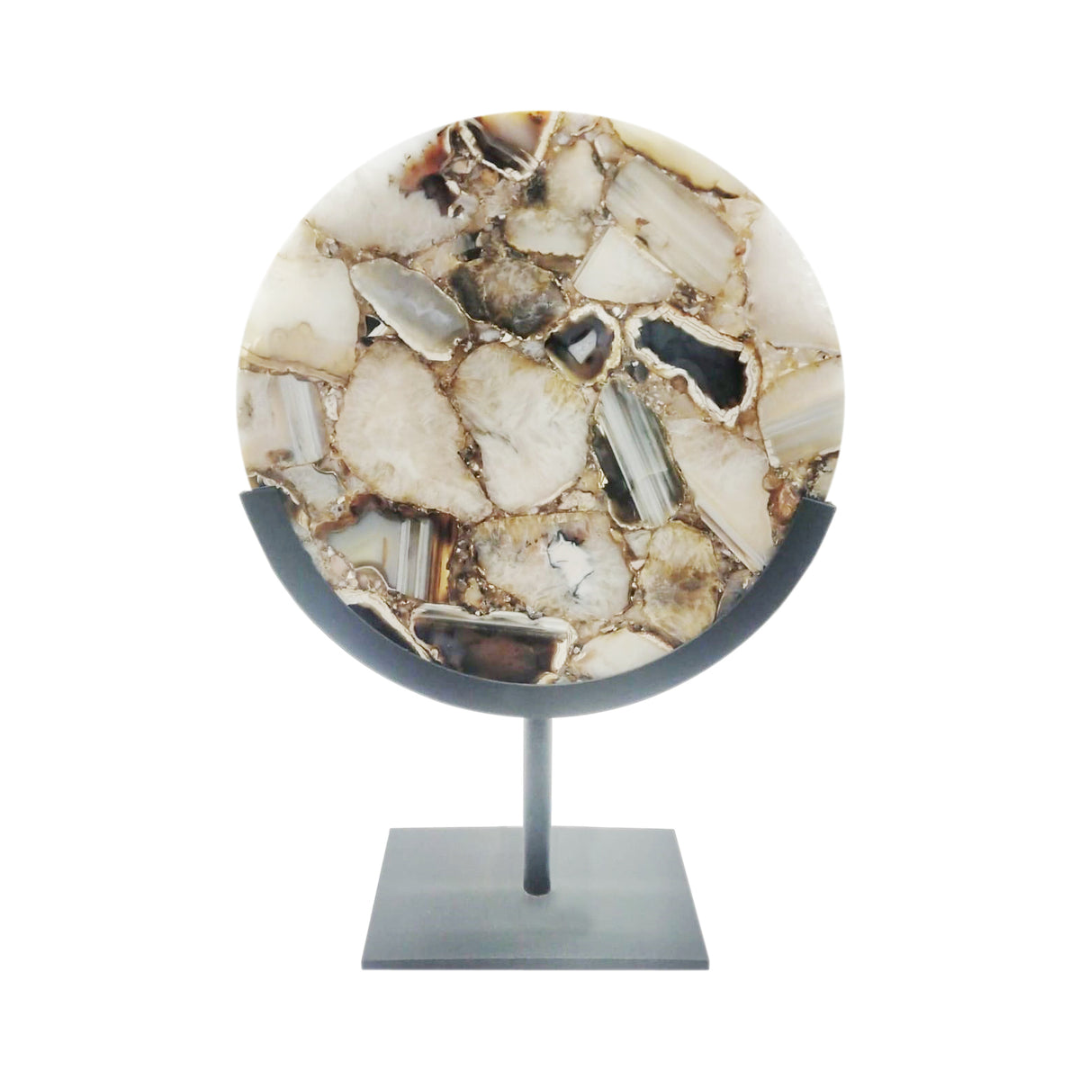 ORNAMENT ON BASE GOUYA AGATE MATT BLACK HOME DECOR