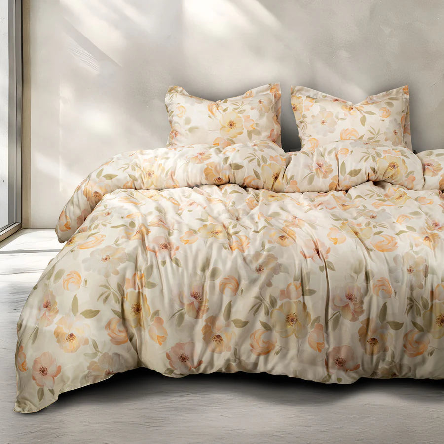 MADE FROM GREEN 550 TC COTTON ORANGE FLORAL DOUBLE BEDSHEET