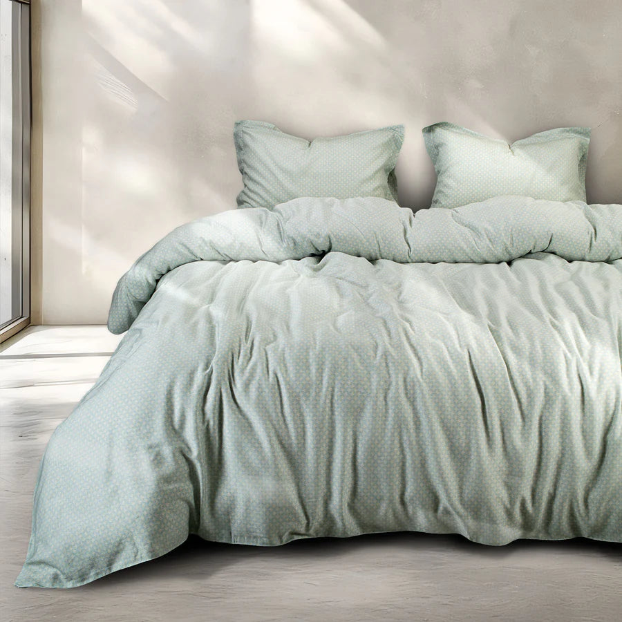 MADE FROM GREEN 550 TC COTTON AQUA DOTS DOUBLE BEDSHEET