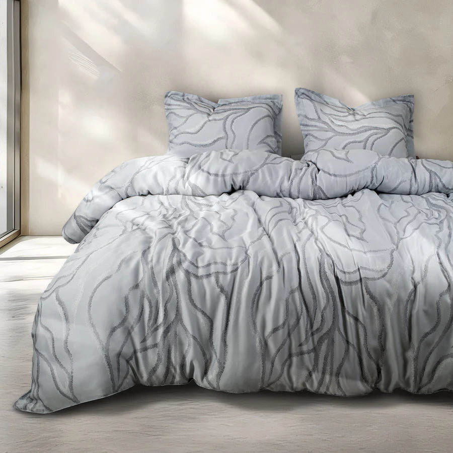 MADE FROM GREEN 550 TC COTTON GREY MODERN DOUBLE BEDSHEET