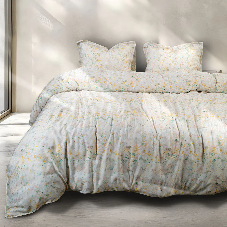 MADE FROM GREEN 550 TC COTTON CREAM FLORAL DOUBLE BEDSHEET