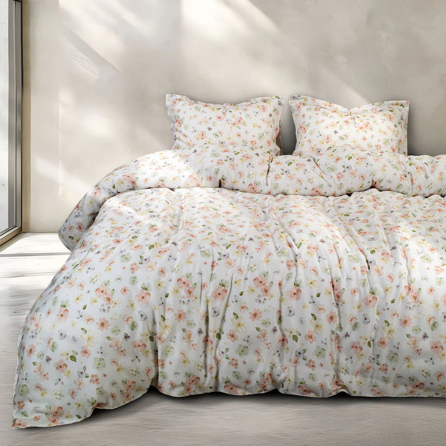 MADE FROM GREEN 550 TC COTTON WHITE FLORAL DOUBLE BEDSHEET