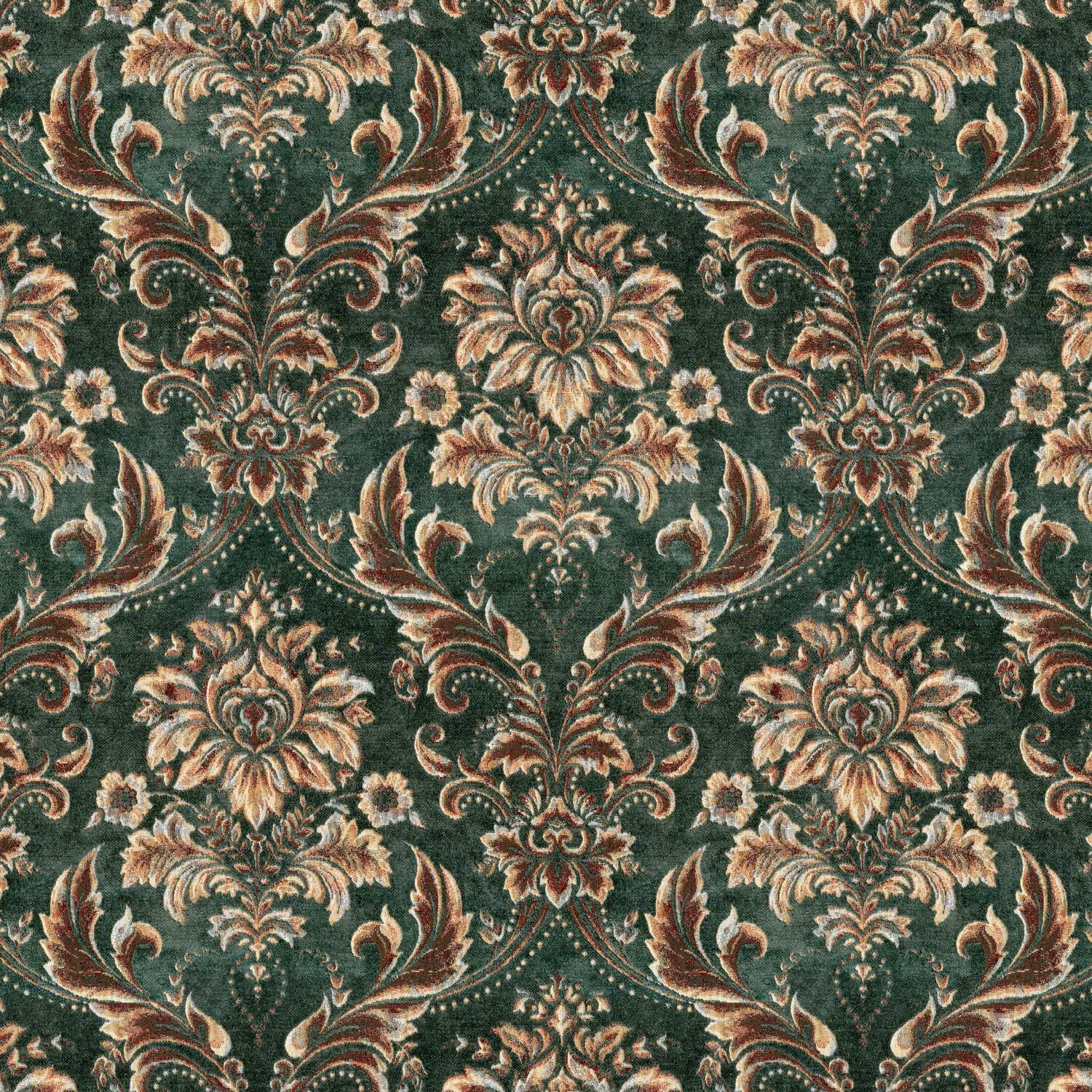 BERRY DMSK GREEN FLORAL SOFA FABRIC