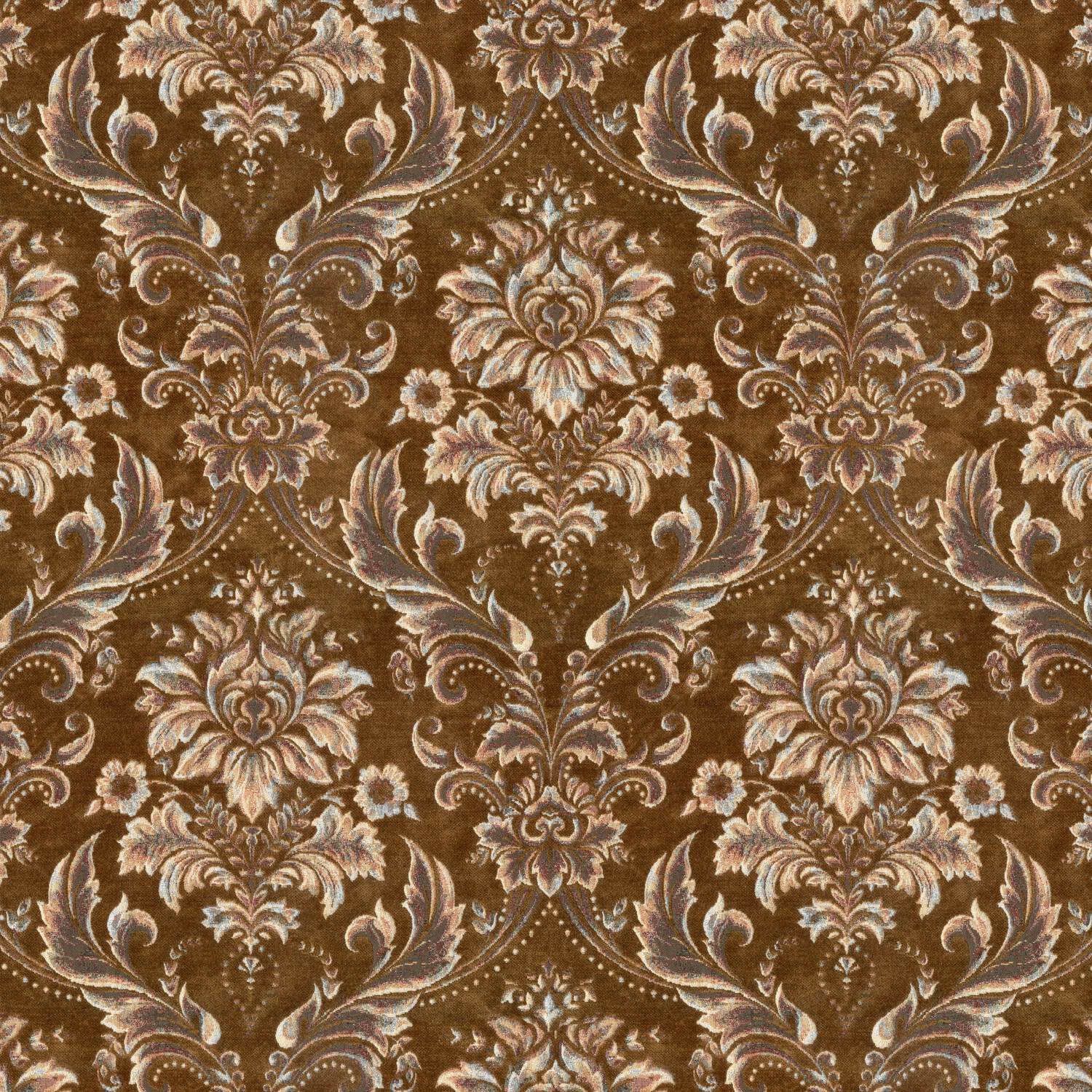 BERRY DMSK BROWN FLORAL SOFA FABRIC