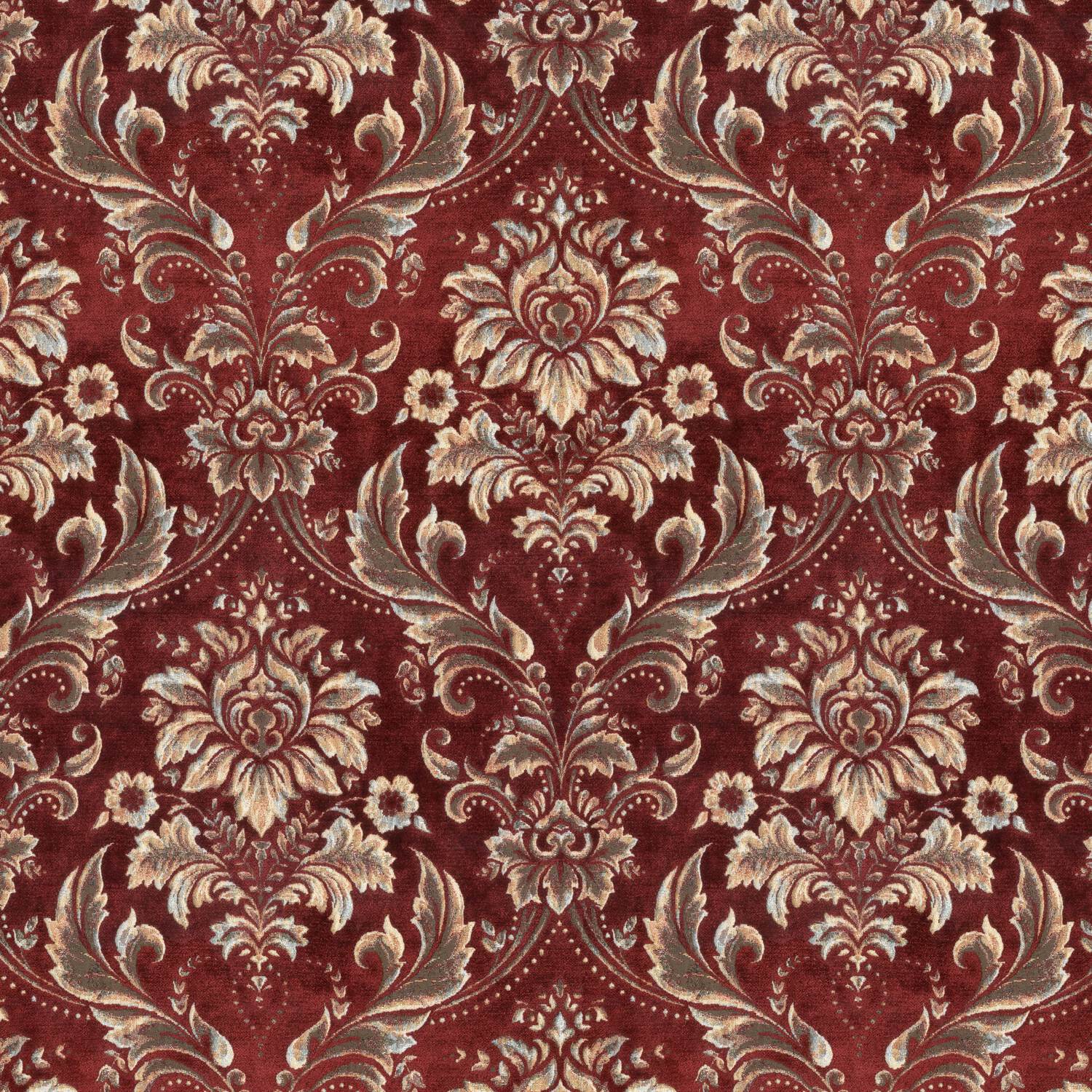 BERRY DMSK MAROON FLORAL SOFA FABRIC