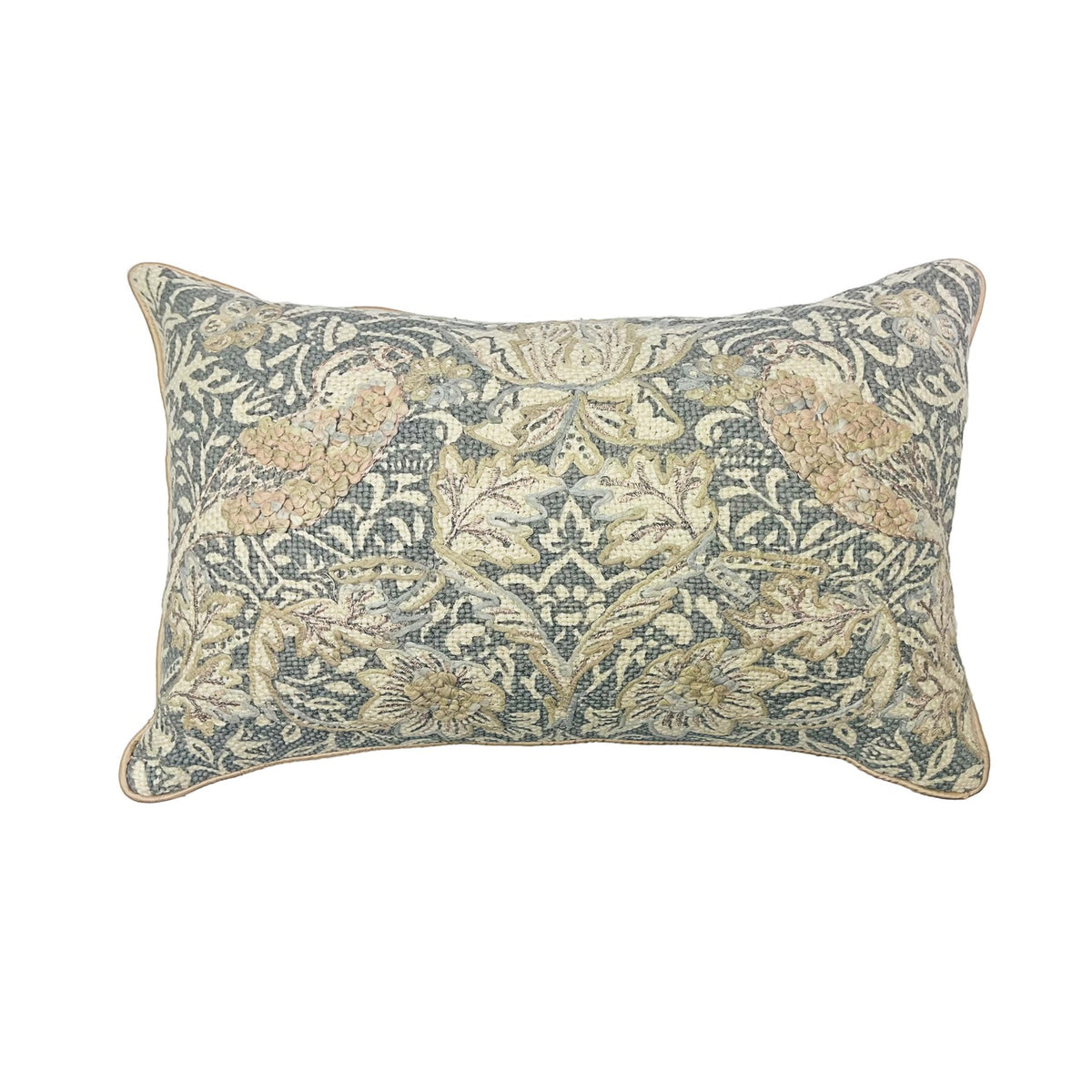 WM GREY MACHINE EMBROIDERY CUSHION COVER