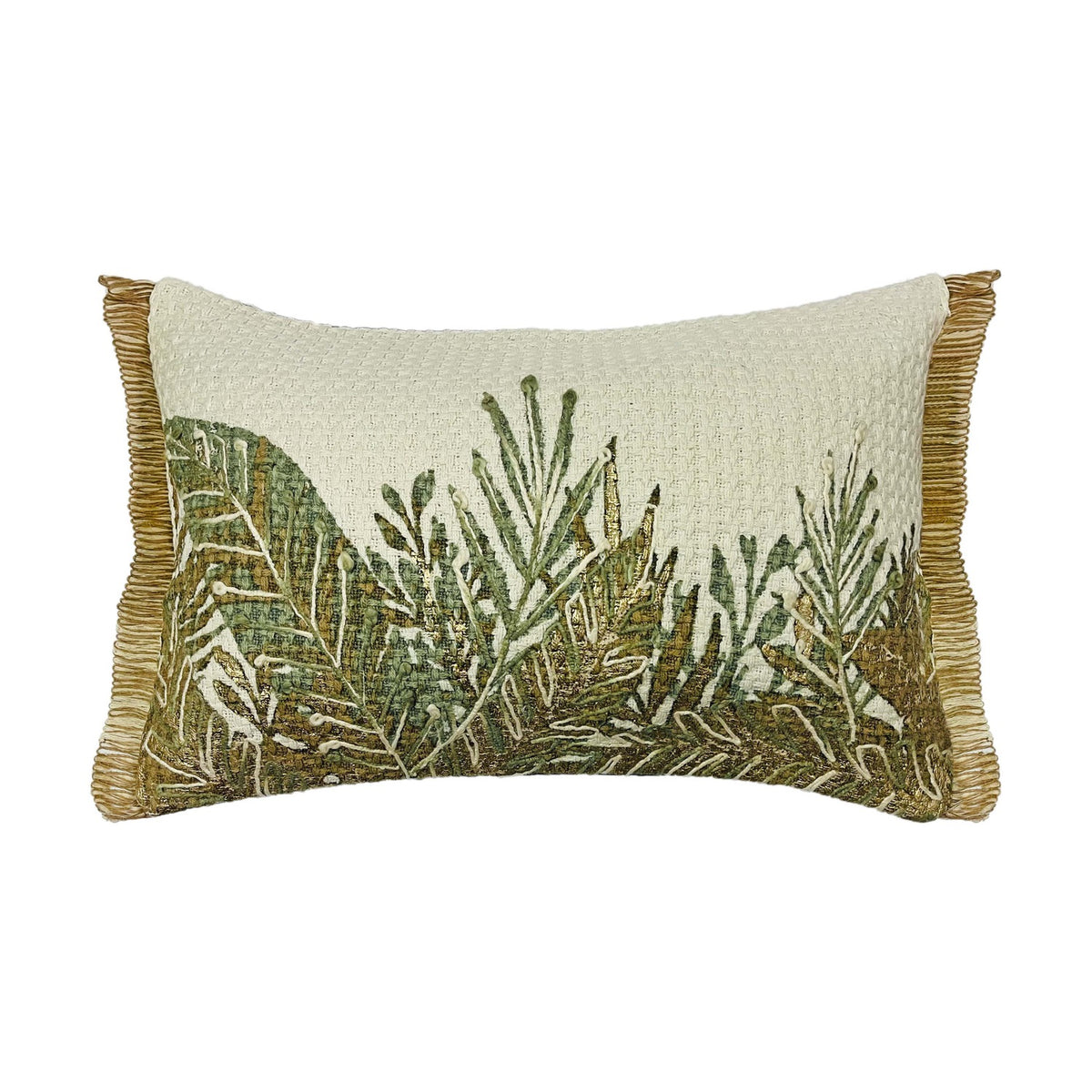 TR GREEN FOIL EMBROIDERY CUSHION COVER
