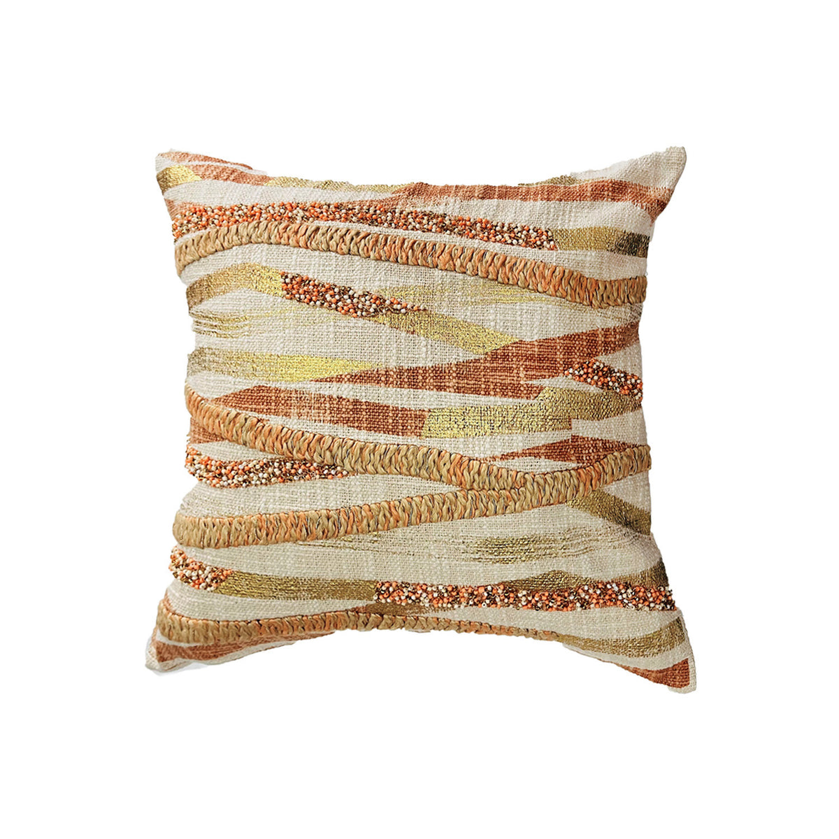AMTR CORAL GOLD EMBROIDERY CUSHION COVER