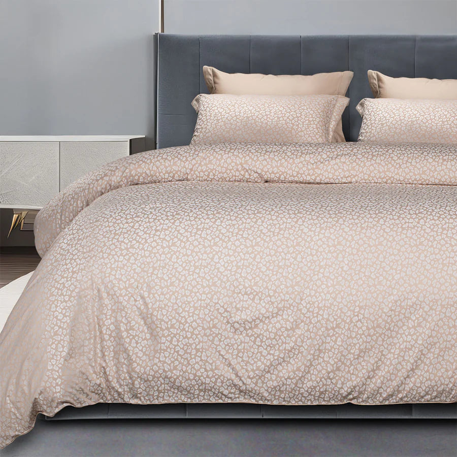 MODAL JACQUARD 600TC GOLD LEOPARD DOUBLE BEDSHEET