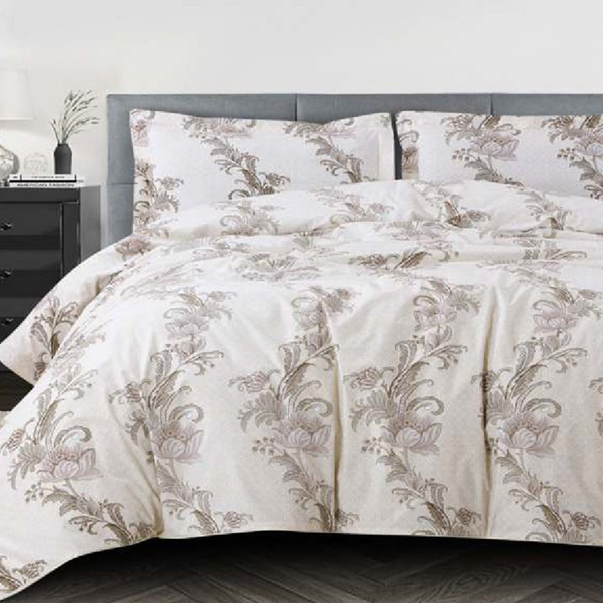 FOUR SEASONS XL WHITE FLORAL DOUBLE BEDSHEET
