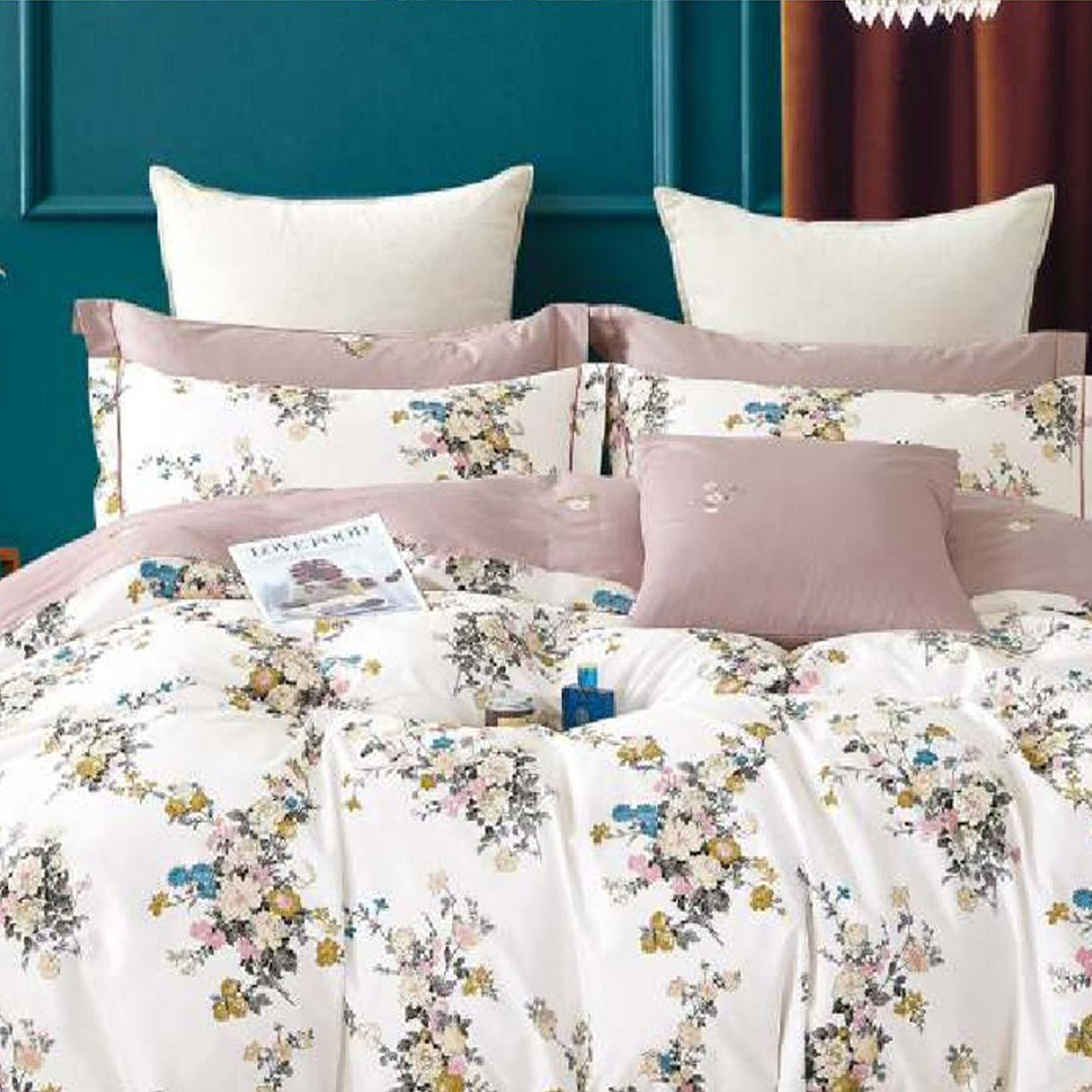 FOUR SEASONS XL WHITE FLORAL DOUBLE BEDSHEET