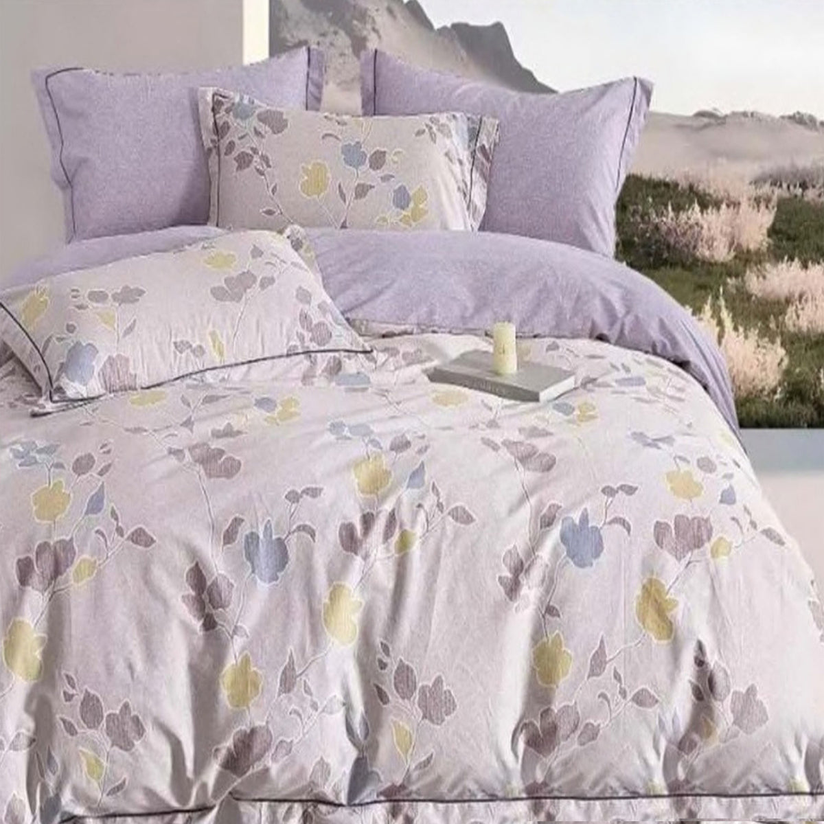 FOUR SEASONS XL PASTEL GREY FLORAL DOUBLE BEDSHEET