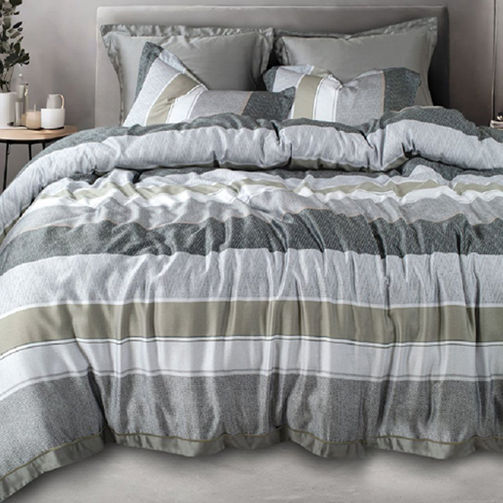TENCEL DARK GRAY STRIPED DOUBLE BEDSHEET