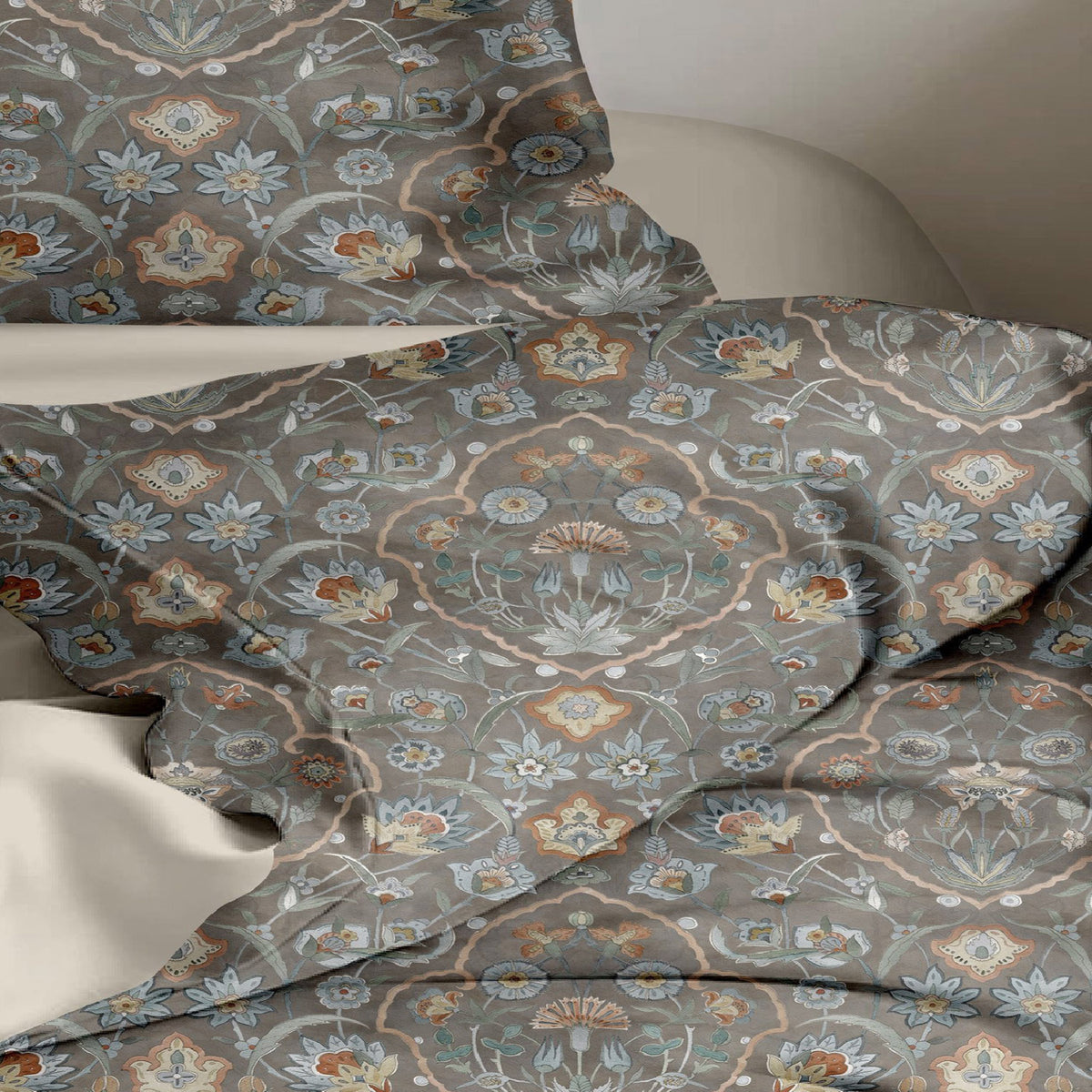 GLOBAL LIVING SG BROWN FLORAL DOUBLE BEDSHEET