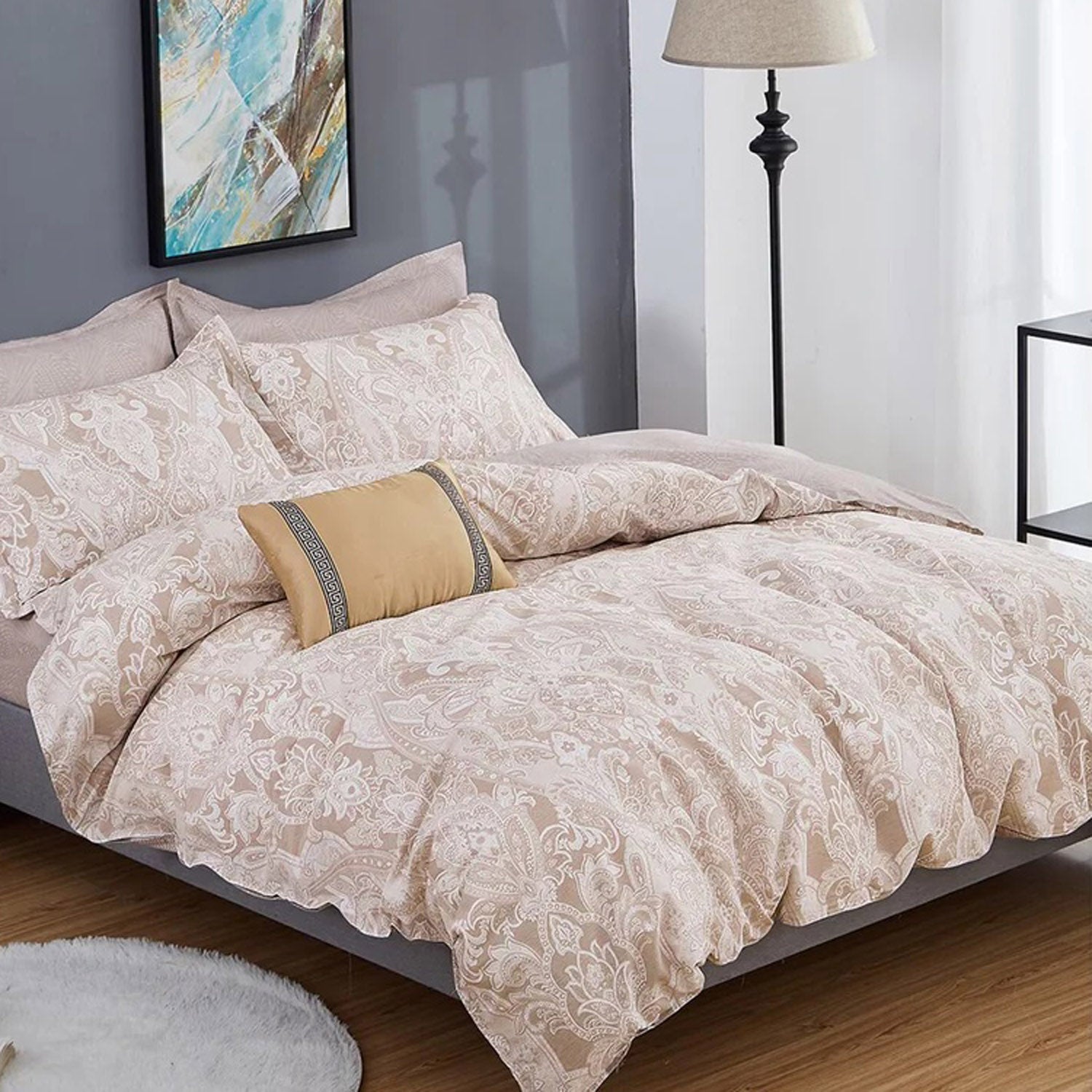 FOUR SEASONS BEIGE MODERN DOUBLE BEDSHEET