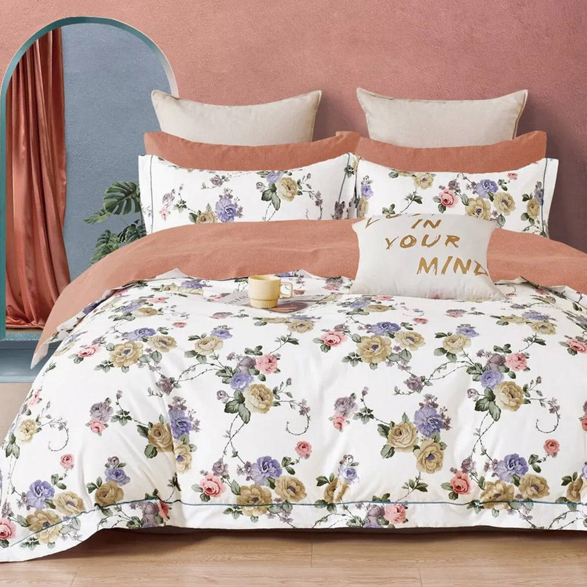 FOUR SEASONS WHITE FLORAL DOUBLE BEDSHEET
