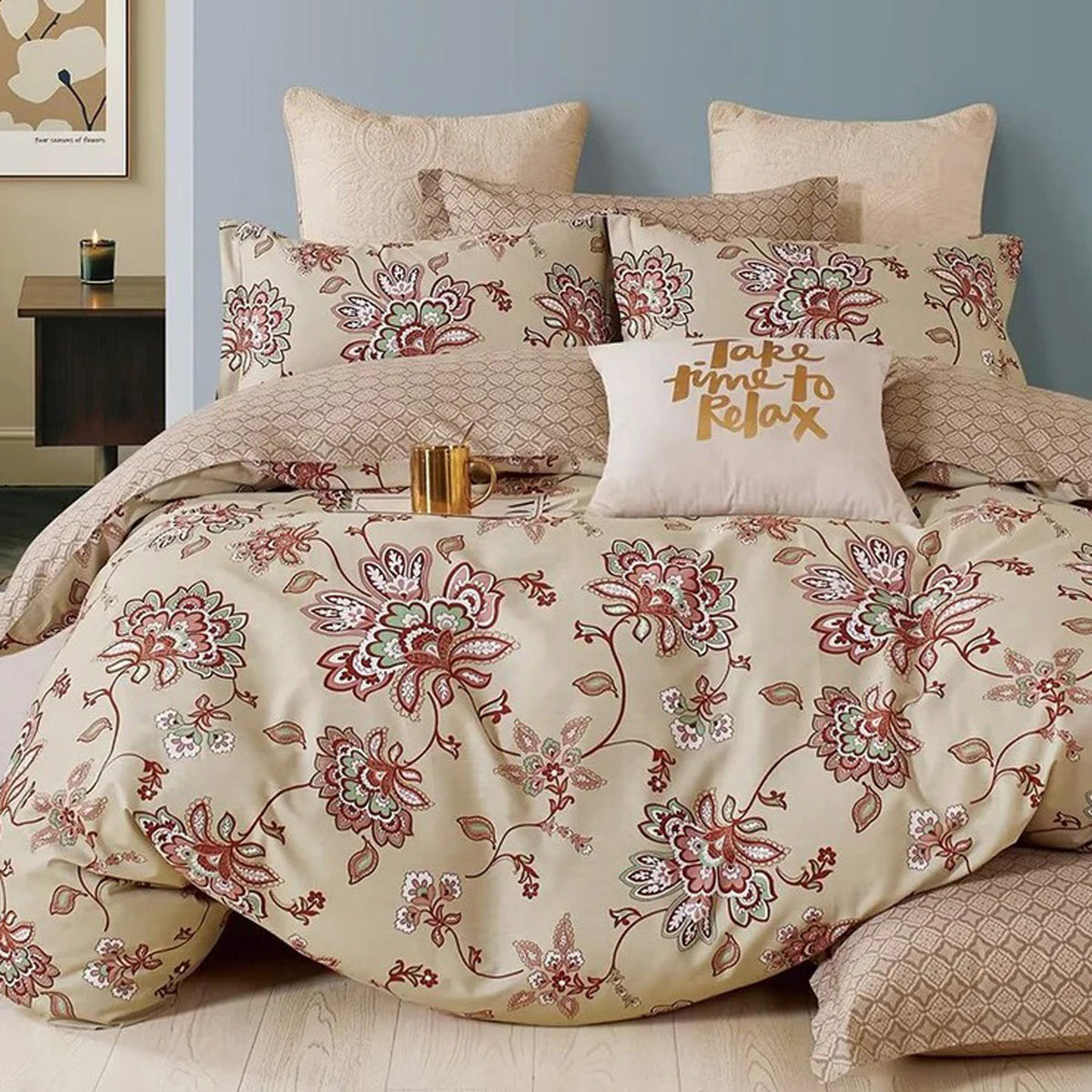FOUR SEASONS BROWN FLORAL DOUBLE BEDSHEET