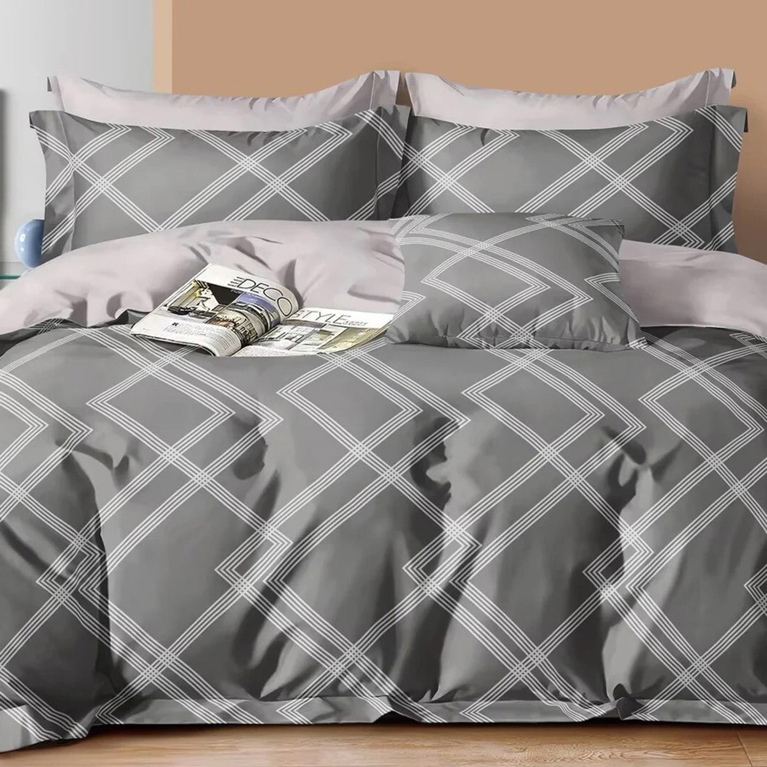 FOUR SEASONS GREY MODERN DOUBLE BEDSHEET