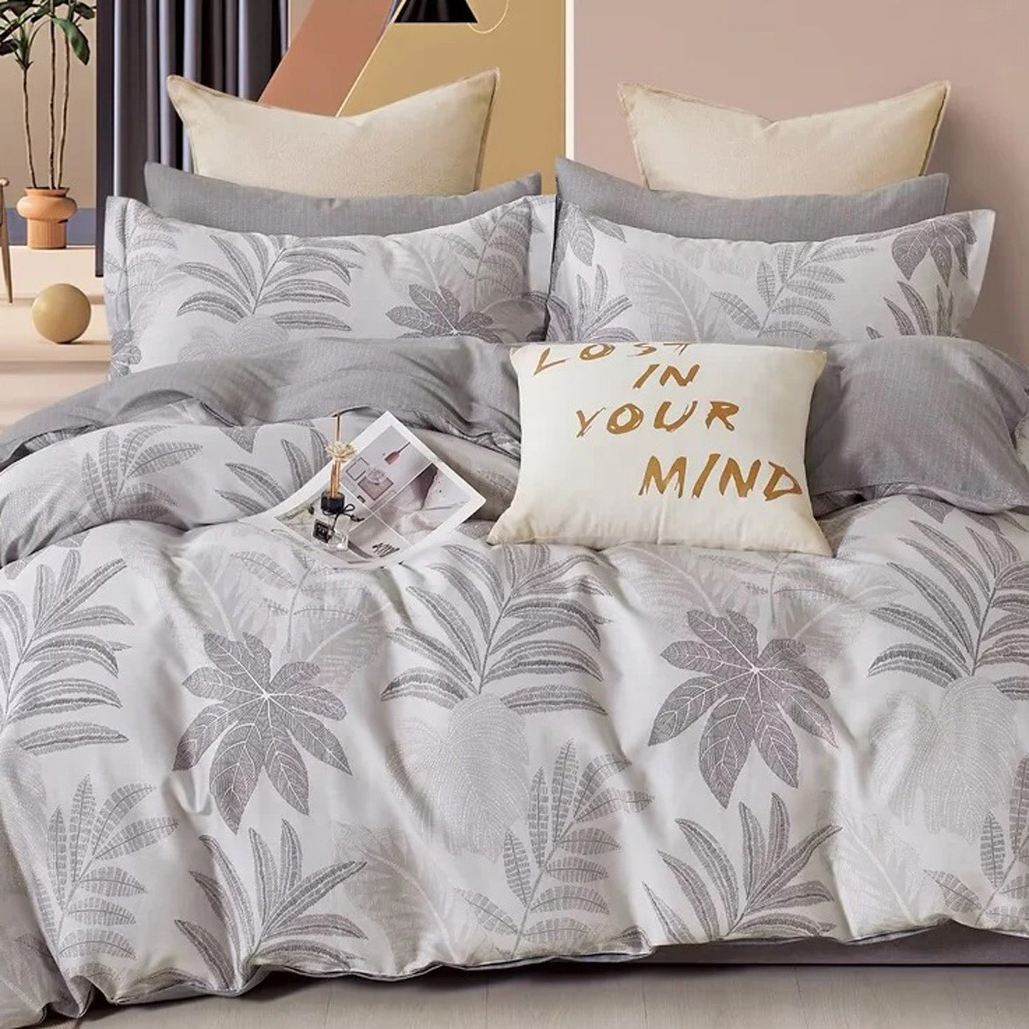 FOUR SEASONS GRAY FLORAL DOUBLE BEDSHEET