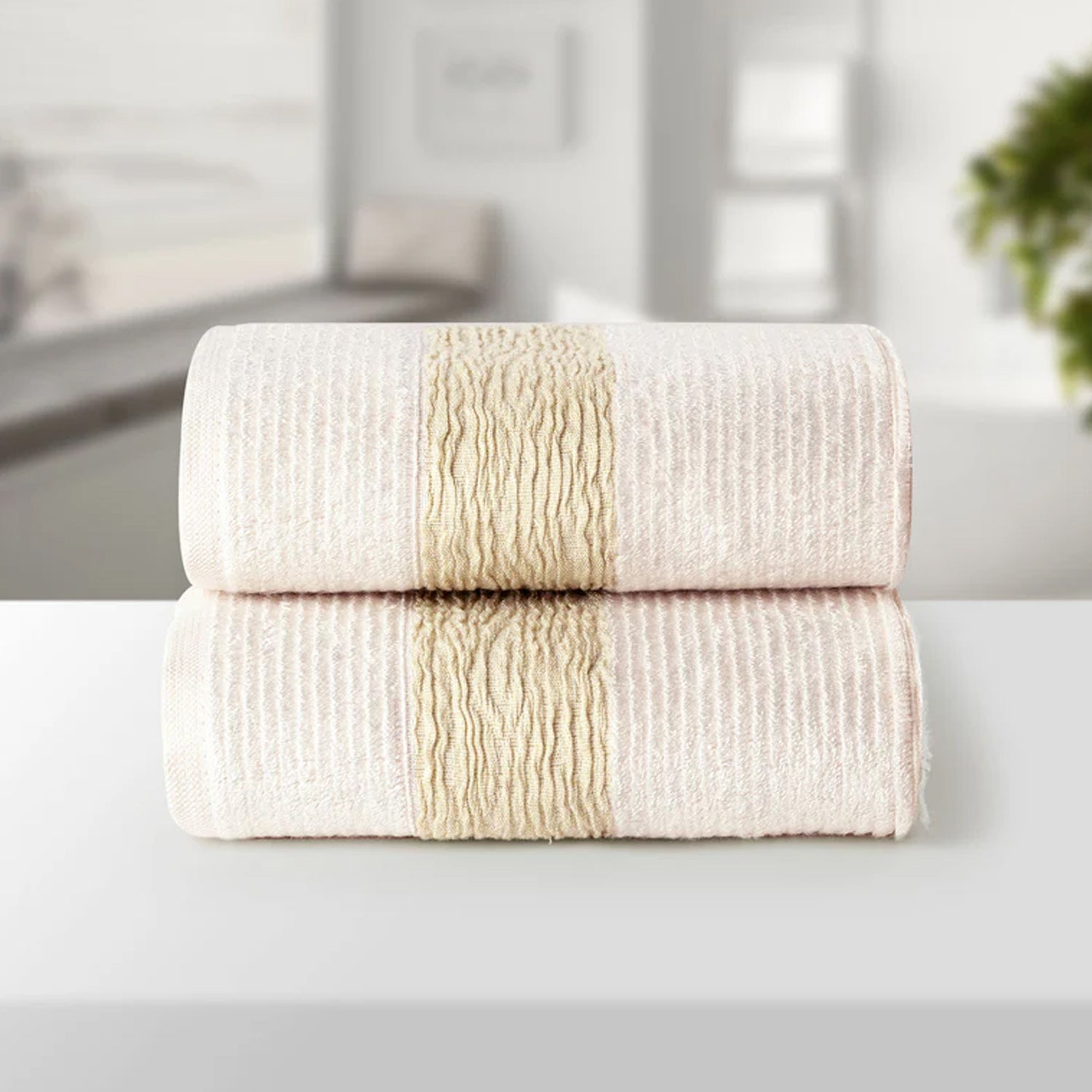 BAMBOO OFFWHITE ULTRA ABSORBENT 2PC HAND TOWEL