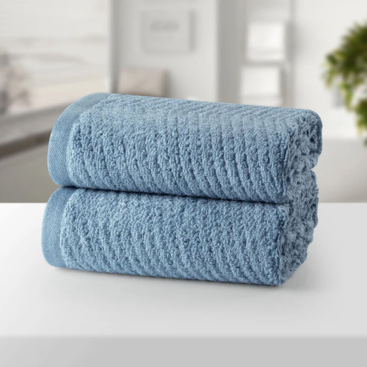 BAMBOO BLUE ULTRA ABSORBENT 2PC HAND TOWEL