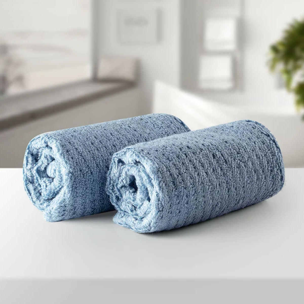 BAMBOO BLUE GENTLE QUICK DRYING 2PC FACE TOWEL