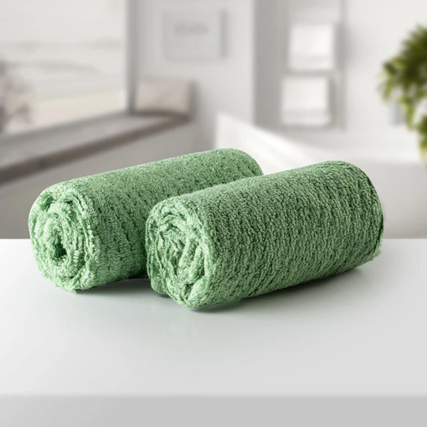 BAMBOO GREEN GENTLE QUICK DRYING 2PC FACE TOWEL