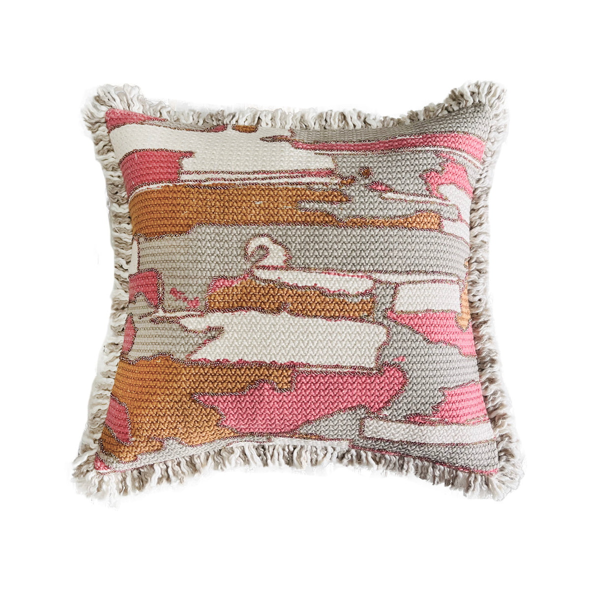 AMB TOMATO BEIGE EMBROIDERY SQUARE CUSHION COVER
