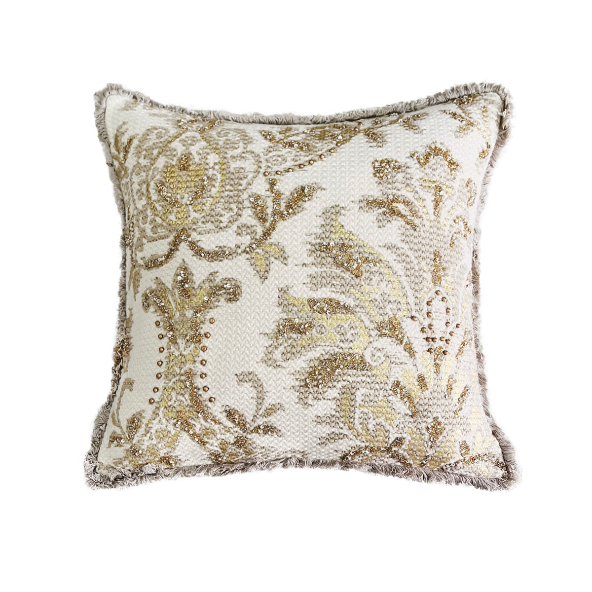 AMB BEIGE GOLD EMBROIDERY SQUARE CUSHION COVER