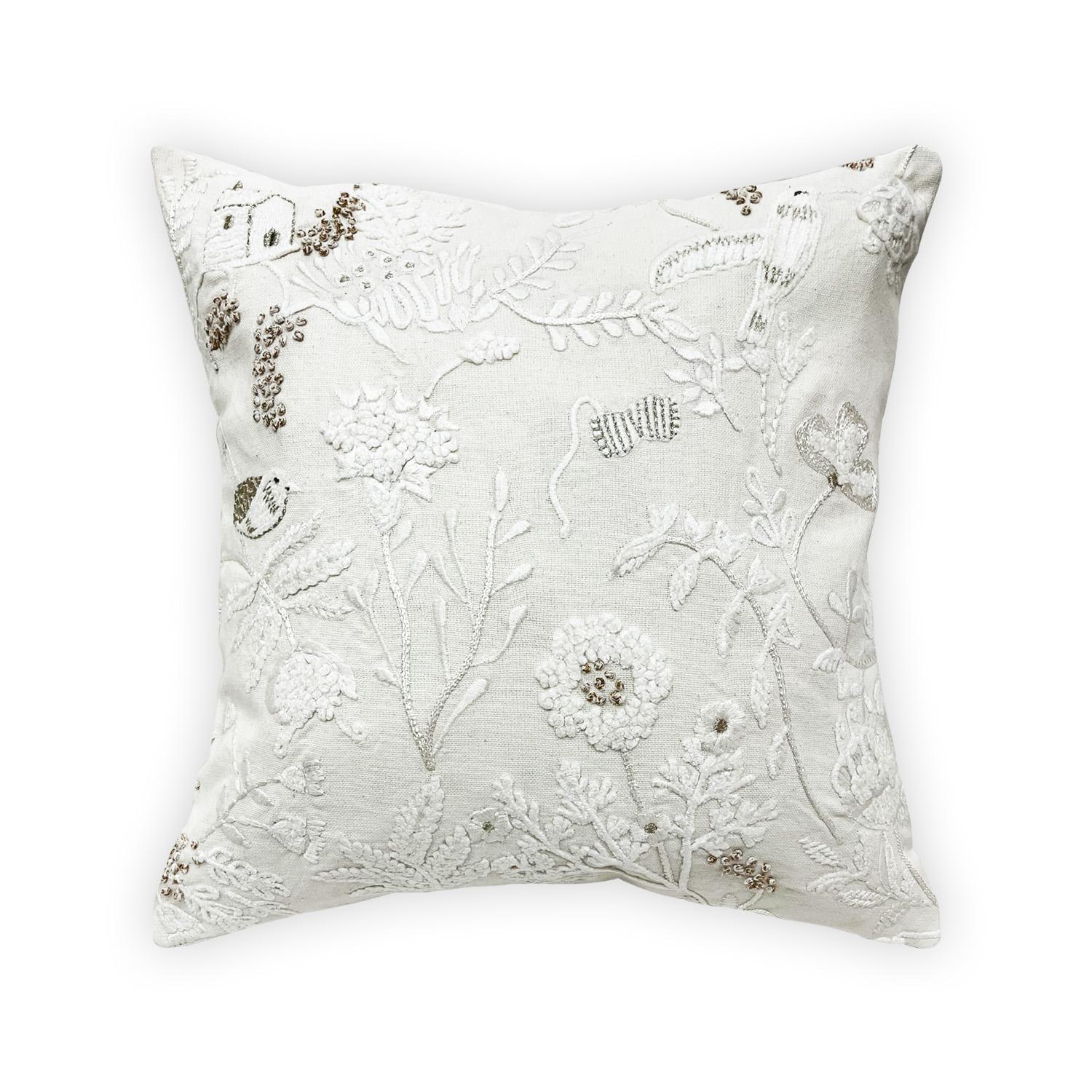 LINEN NEUTRAL WHITE EMBOIDERY CUSHION COVER
