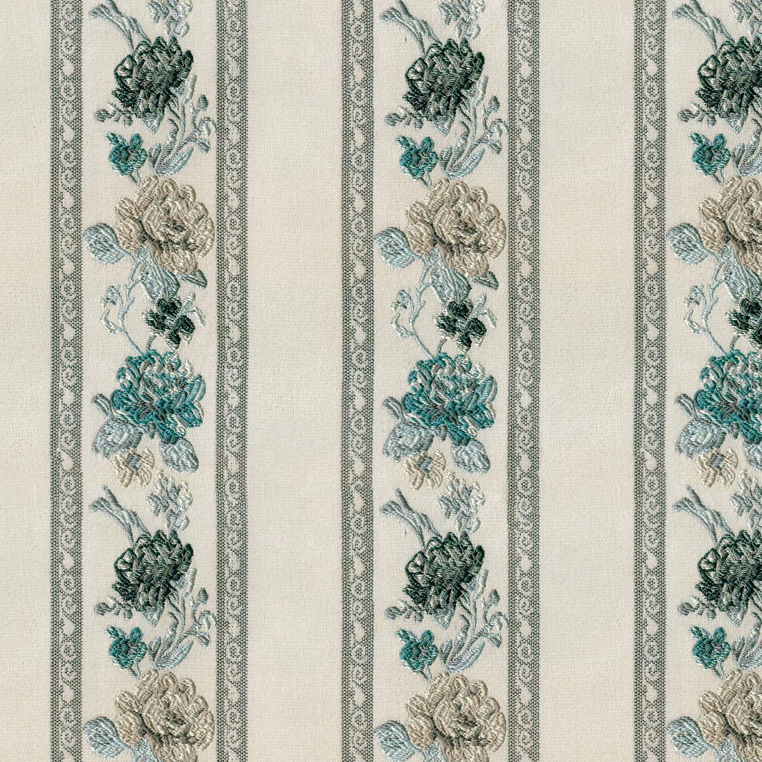 QUEEN STRIPE AQUA FLORAL SOFA FABRIC