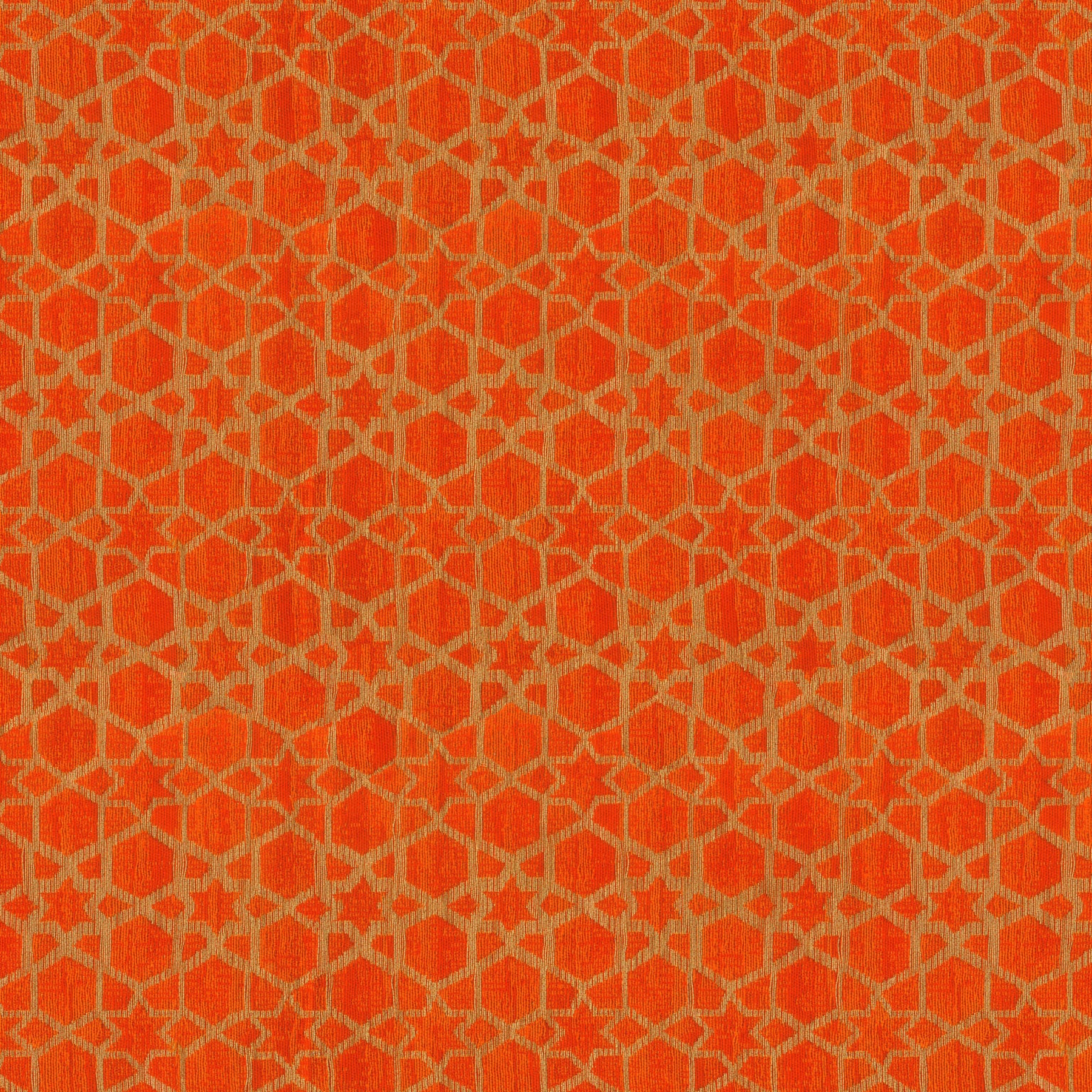 BROCADE CANADIAN ORANGE GEOMETRICAL CURTAIN FABRIC