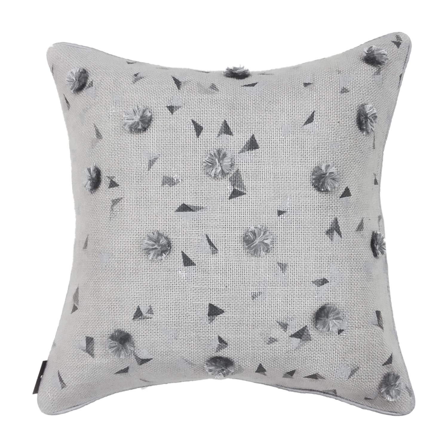 SMOKE GREY COLL. JUTE BLOCK PRINT CUSHION COVER