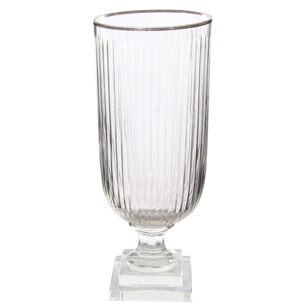 GLASS CYLINDER VERTICAL CUT PLATINUM EDGE ON LEG HOME ACCESSORIES