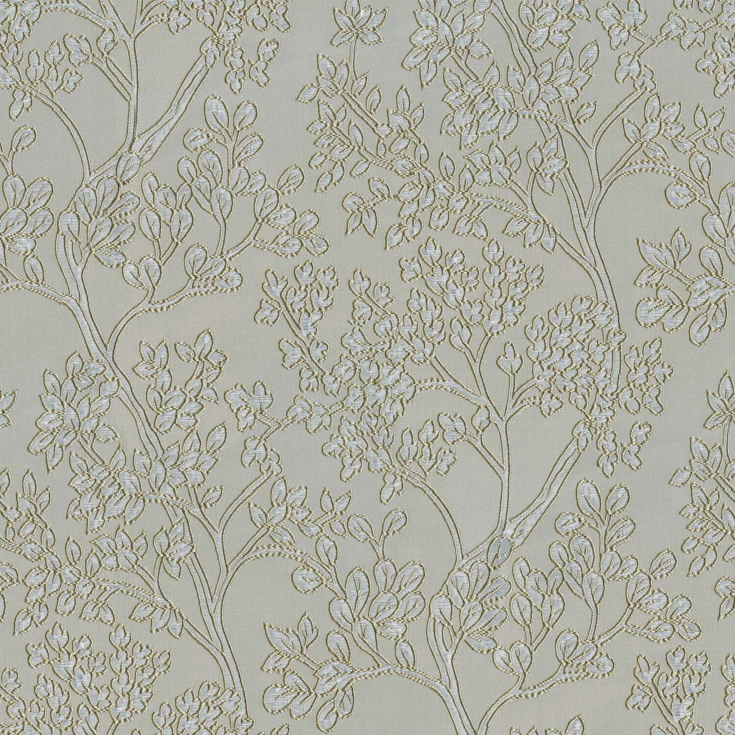 QUEBEC JUNE GREY LEAFS CURTAIN FABRIC