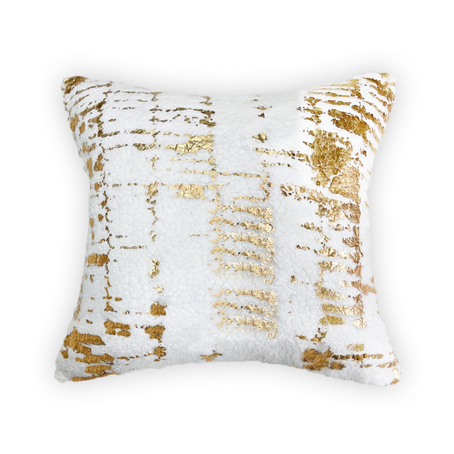 WHITE FEATHER GOLD FOIL PRINT CUSHION COVER