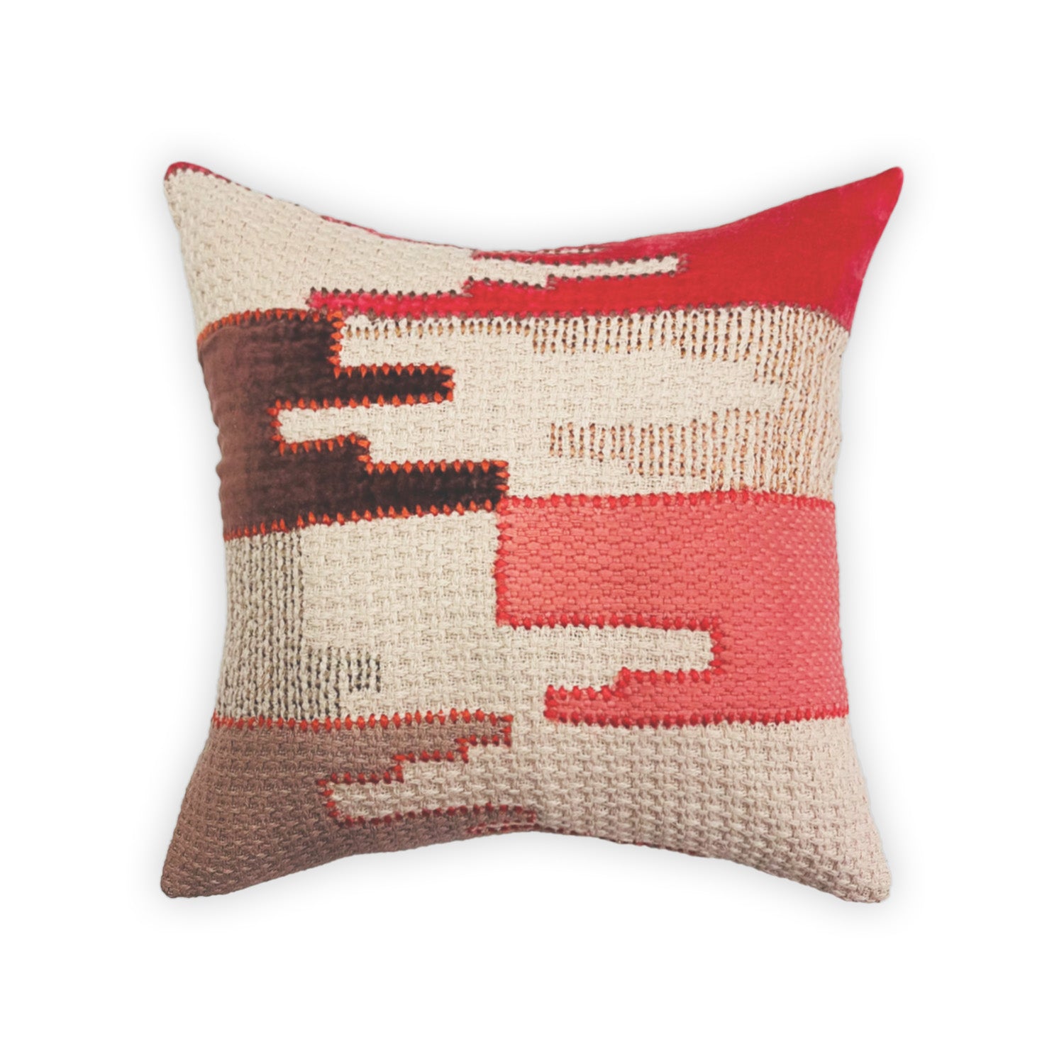BEIGE COTTON TEXTURE HAND EMBOIDERY CUSHION COVER (40X40CMS)