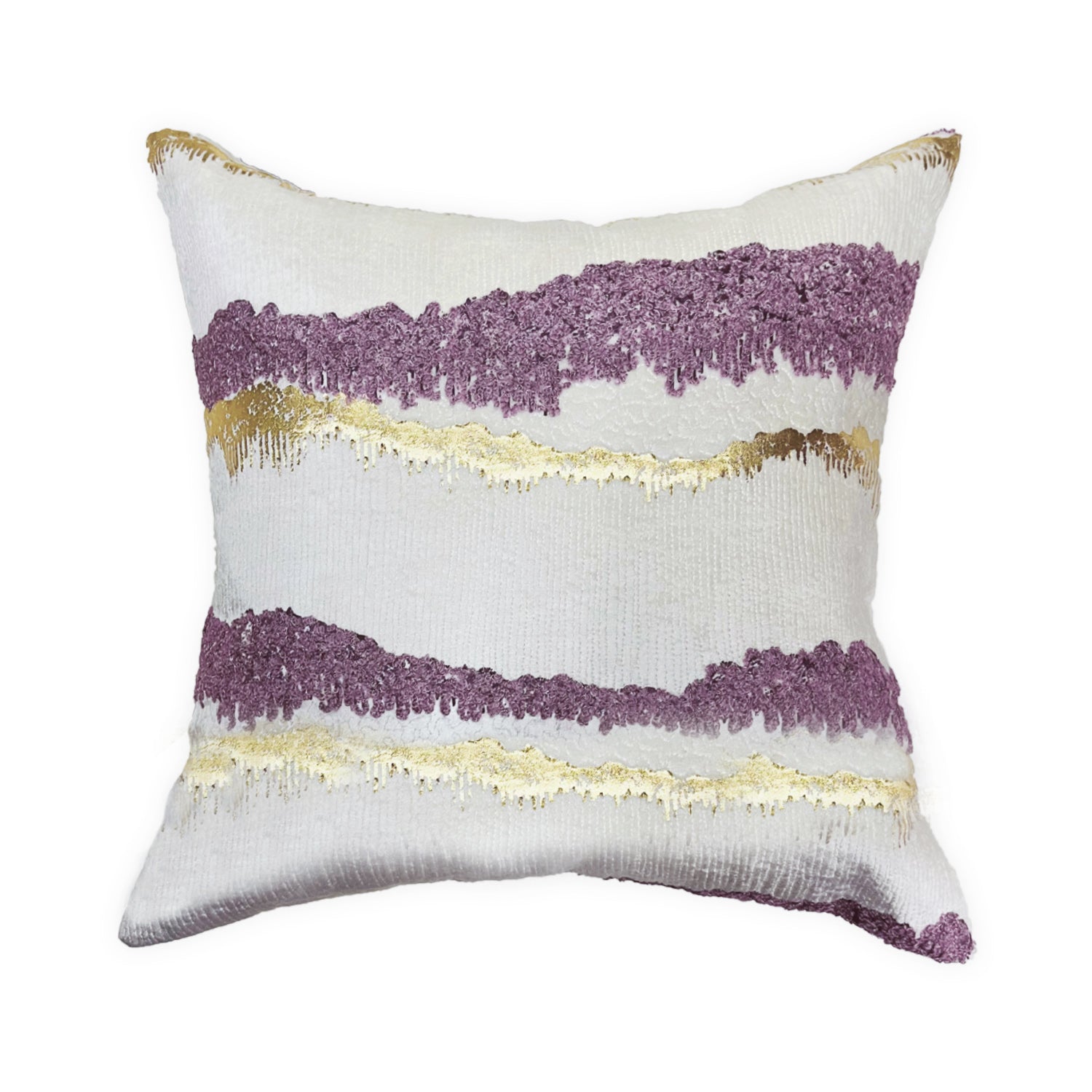 PURPLE VELVET GOLD FOIL EMBROIDERY CUSHION COVER (40X40) CMS
