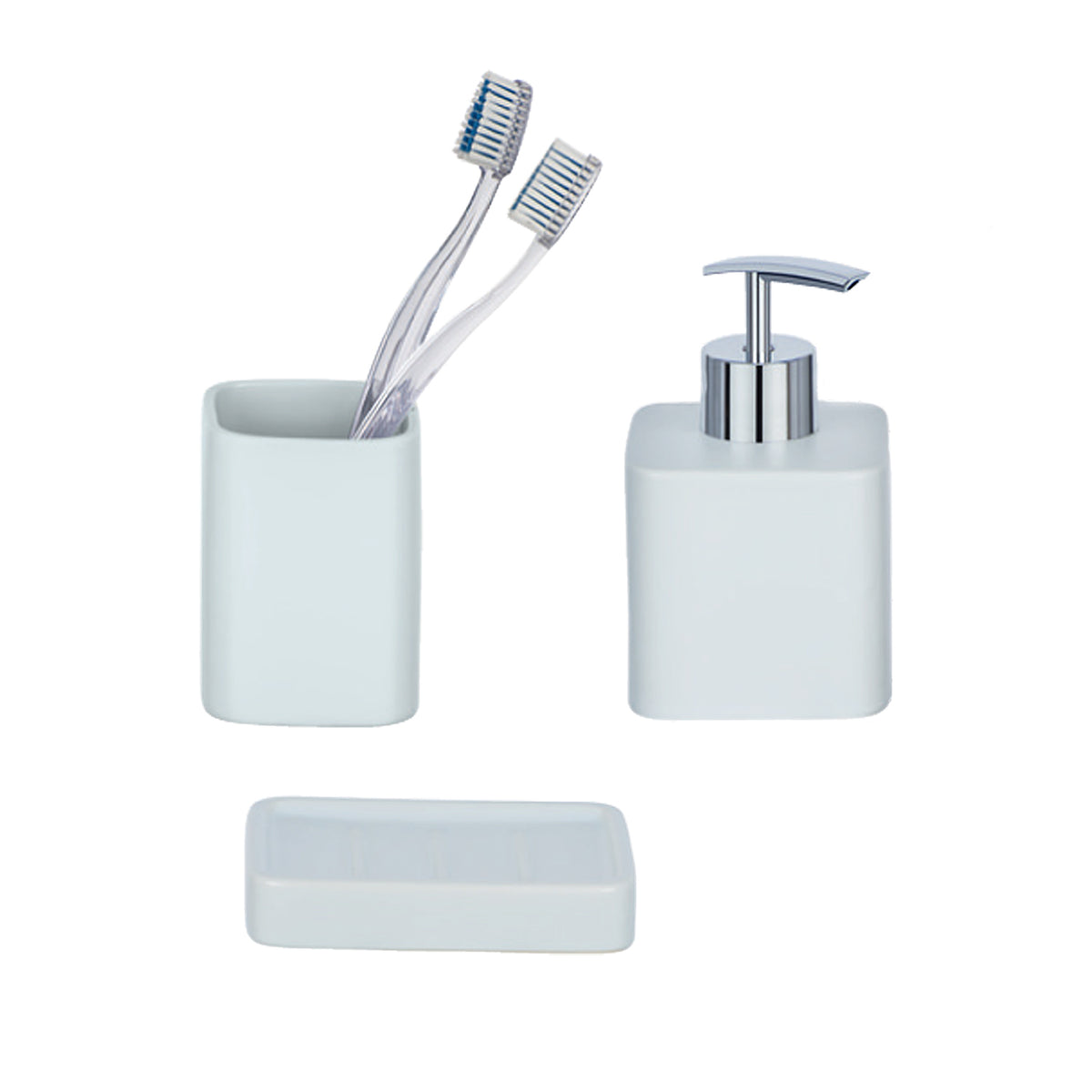 HEXA WHITE 3PCS BATHROOM SET