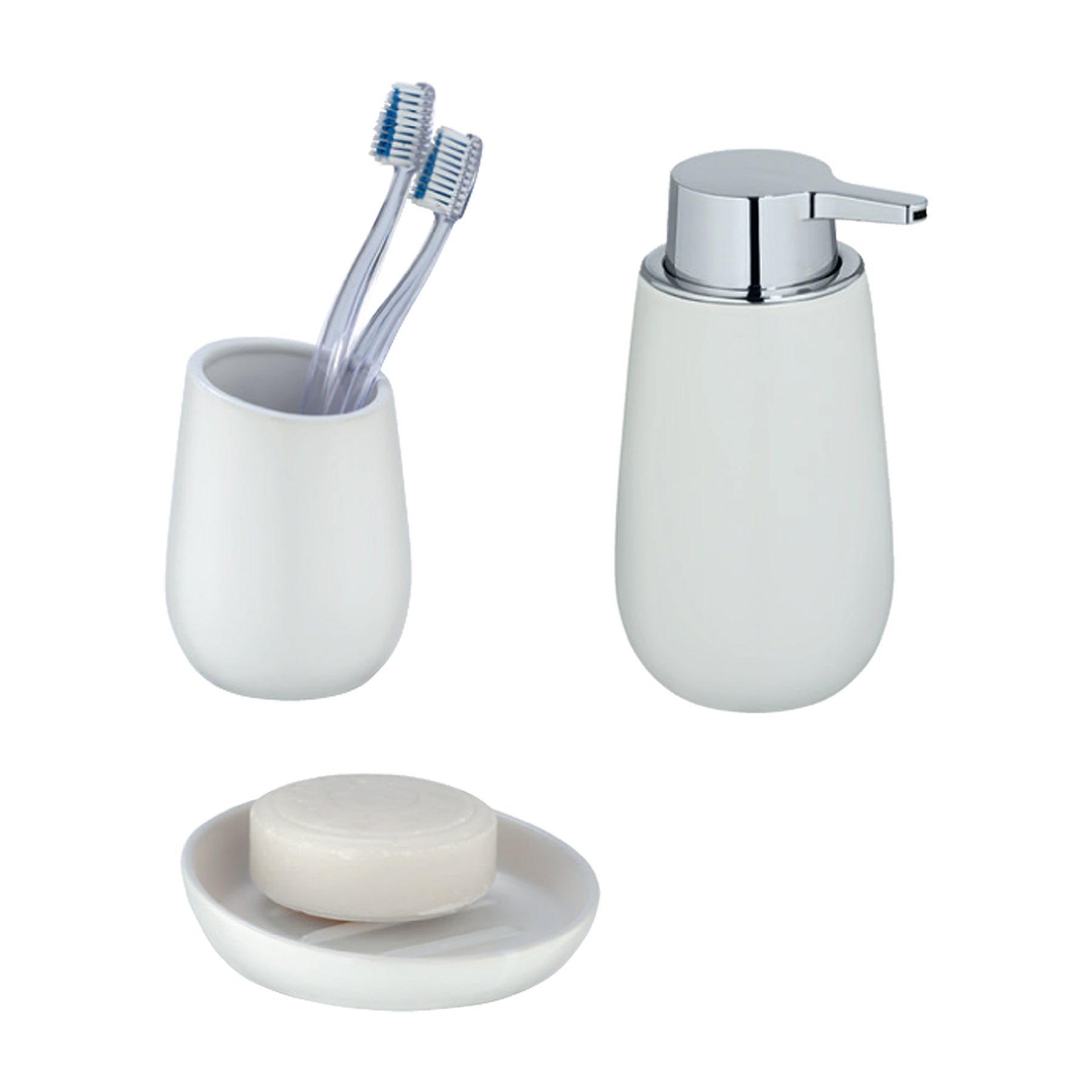 BADI WHITE 3PCS BATHROOM SET