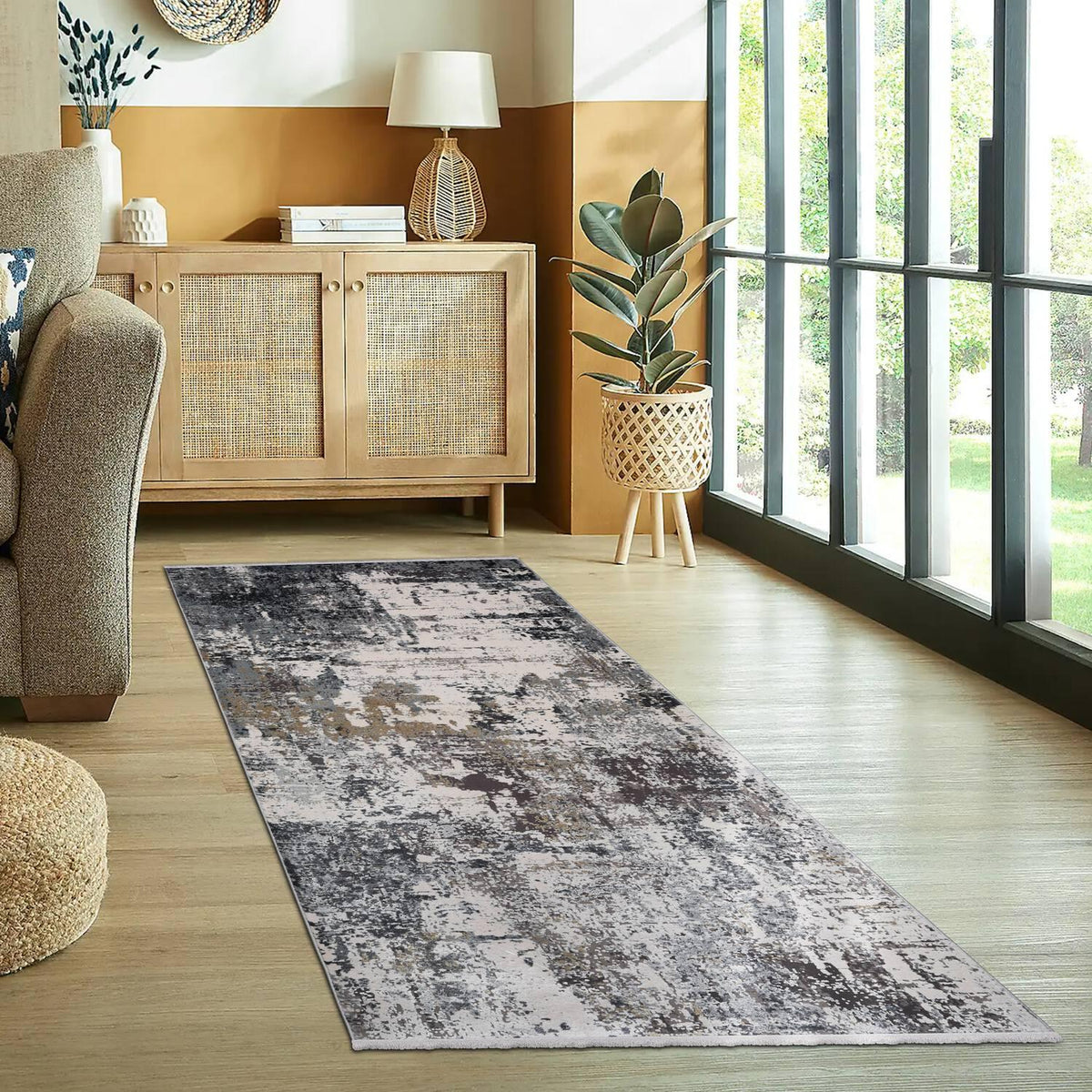 CRYSTAL CREAM ANTHRACITE MODERN CARPET