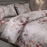 GLOBAL LIVING SG RED & GREY FLORAL DOUBLE BEDSHEET