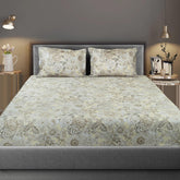 GLOBAL LIVING CREAM & BLACK FLORAL DOUBLE BEDSHEET